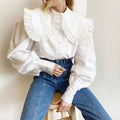 2025 Autumn Winter White Blouse Women Blouses Elegant Shirts Vintage Office Lady Casual Tops