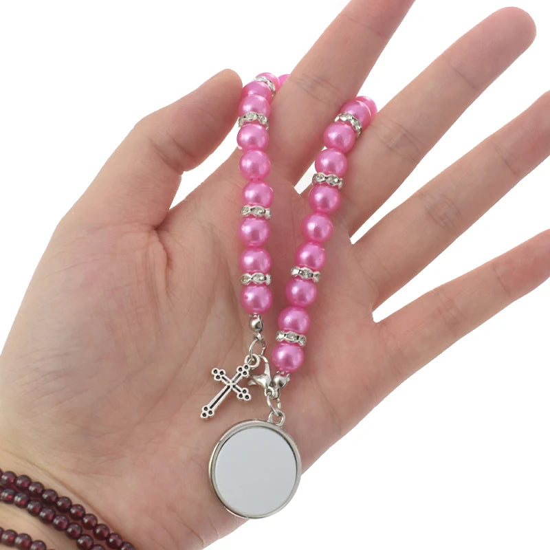 Metal Crafts Wholesale Rosary Cross Religious Bracelets for Unisex Sublimation Rosary Bracelet Metal Crafts