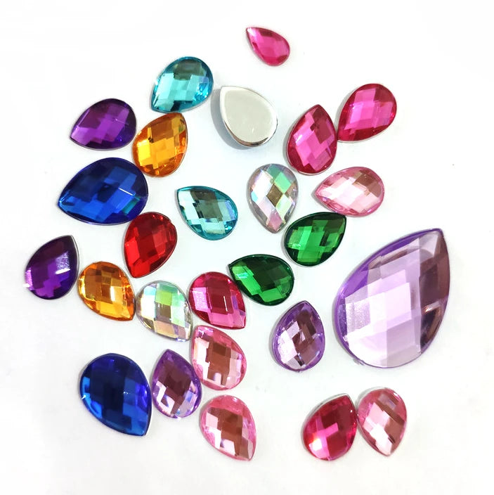 8*13mm 13*18mm 18*25mm Acrylic Crystal Strass Flatback Drop Teardrop Rhinestone Sew-On Loose Rhinestones for Clothes Crafts