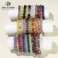 JD GEMS Trendy Anniversary Semi Precious Gemstone Stretch Bangles Natural Prehnite Quartz Larimar Lapis Lazuli Stone Beaded