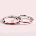 925 Sterling Silver Red Line Couple Rings New Design Elegant Romantic Couple Ring for Lovers Jewelry