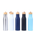 500ml Pure Color  Cup Leakproof Large Capacity 304 Stainless Steel Vacuum Cup Sports Bottle with Bamboo Lid  Rope Lift