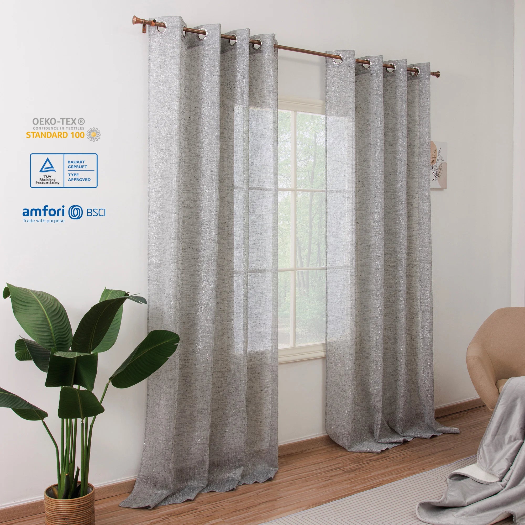 Custom Size Living Room Tulle Sheer Drapes Shiny Design Curtains for Home Window Nice Look Factory Product
