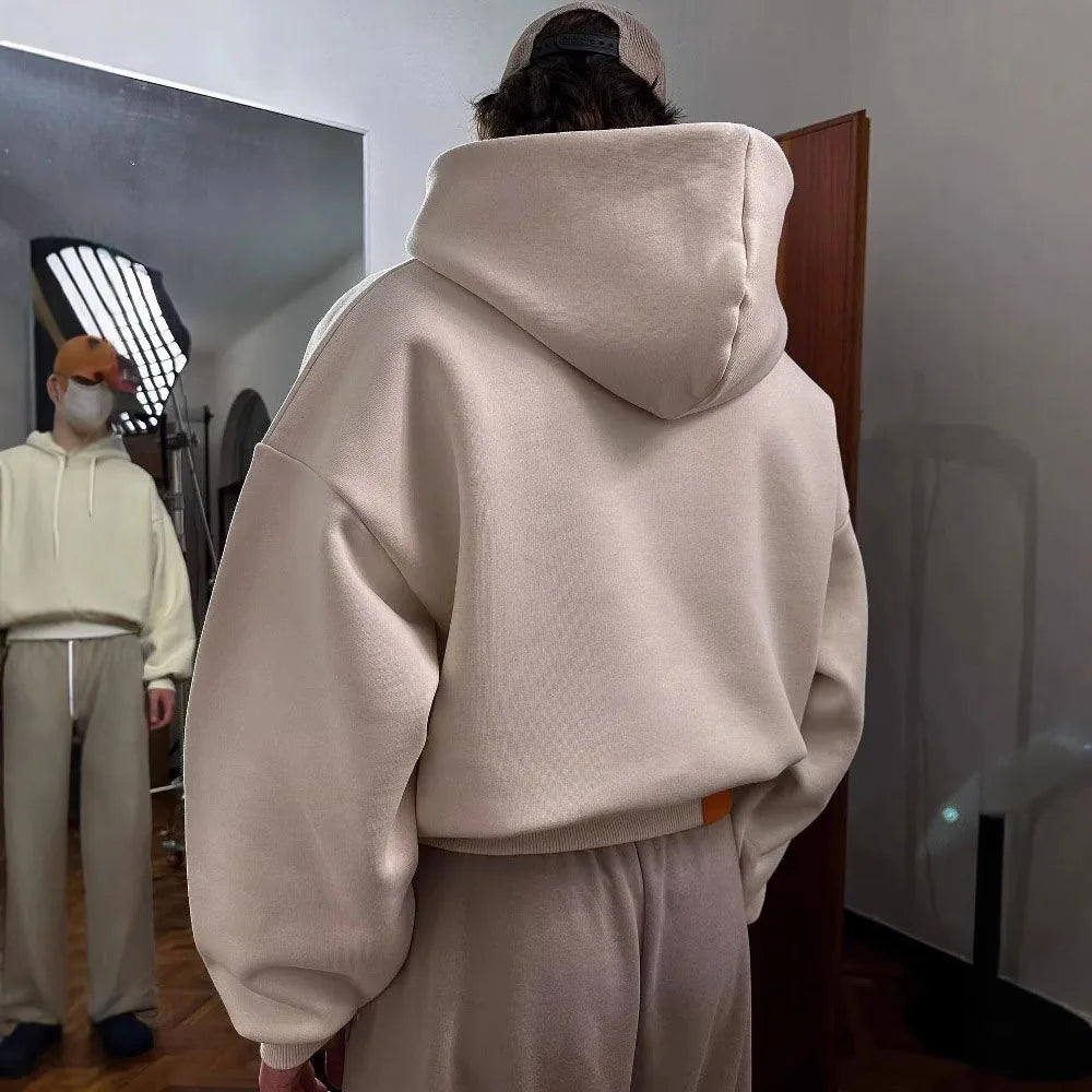 Wholesale 380gsm Cotton Blank Plain Luxury Baggy Cropped Hoodie Custom Oversized Heavyweight Pullover Men's Hoodies Sweatshirts