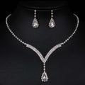 Wedding Jewelry 2023 New Bride New Fashion Diamond V-neck Drop Pendant Necklace Stud Earrings Set