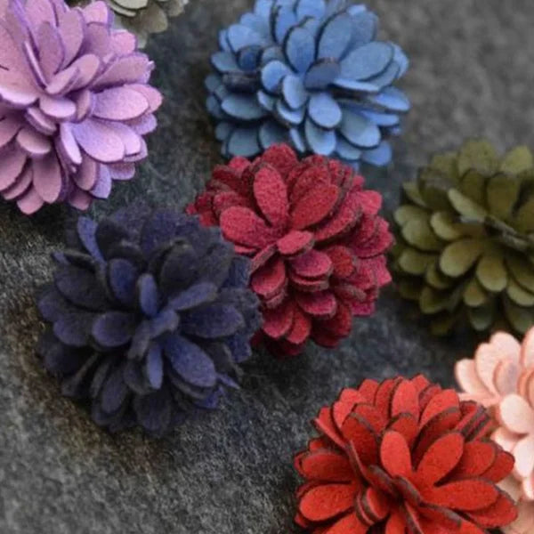 Luxury 3D Pure Color Microfiber Fabric Flower Brooch Lapel Pins for Men Fashion Brooches