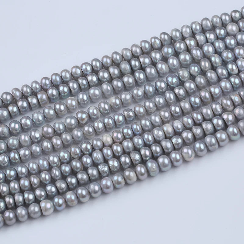 Wholesale 8-9mm Gray a Grade Button Freshwater Pearl Strands for Jewelry Making