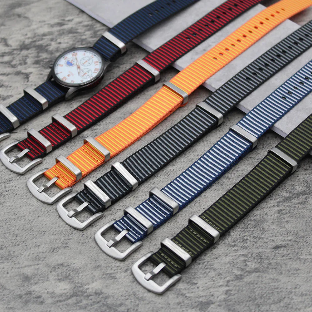 Latest Design Dual Color Jacquard Fabric Watch Strap 18/20/22/24mm Woven Nylon Watch Band Sport Adjustable Double Pass Seatbelt