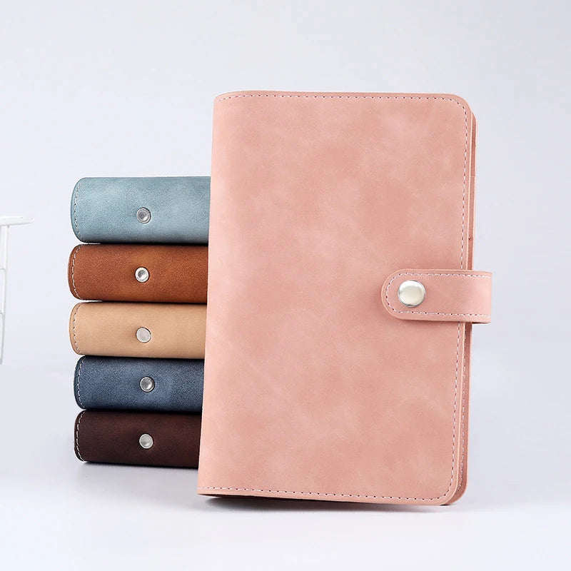 Hot Sales A6 Silver 6-Rings Softcover Planner Pull-Up Faux Leather with Customized Emboss Logo Loose-leaf Binding
