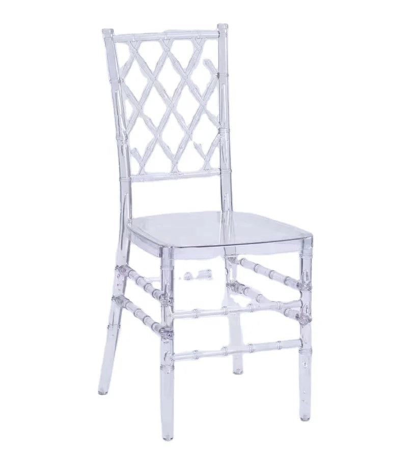 Modern Wholesale Transparent Crystal Hotel Banquet Napoleon Plastic Acrylic Hotel Wedding Clear Chiavari Chair for Events