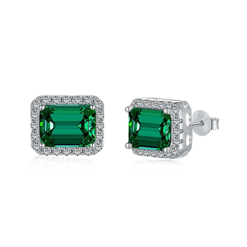 New Designer Bulk Wholesale Cz Cubic Zirconia Emerald Earrings for Women Green Diamond S925 Sterling Silver Vintage Earring