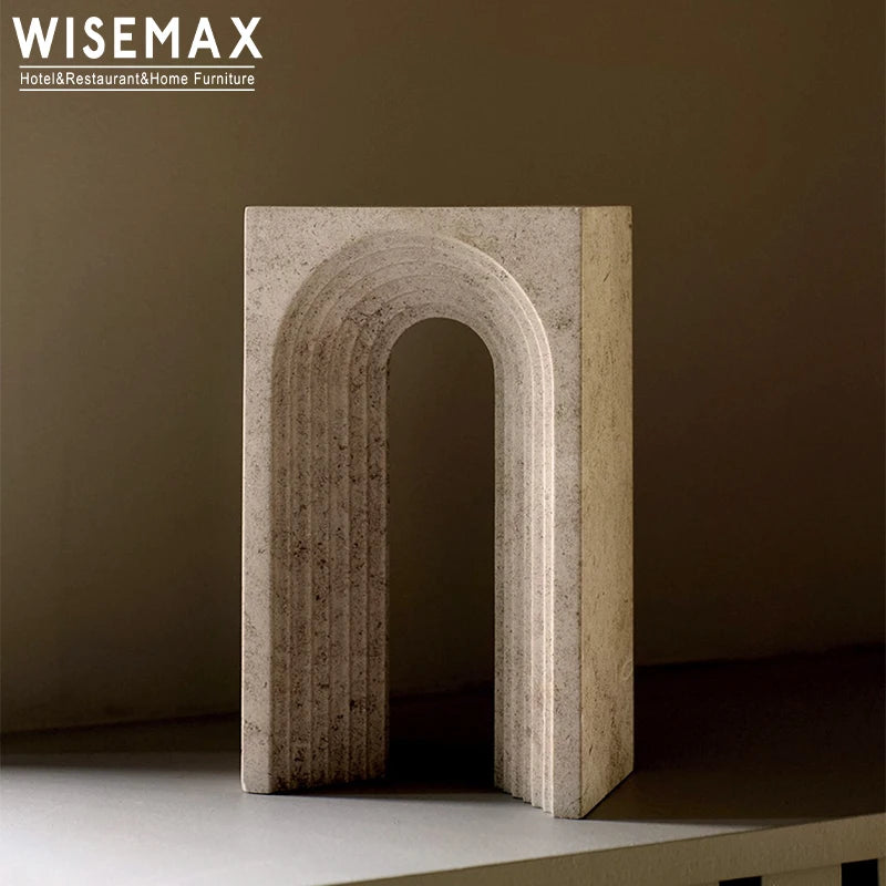 WISEMAX FURNITURE Modern Luxury Home Furniture Marble Coffee Table Arch Shape Bed Side Table Night Stand for Bedroom Living Room
