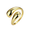 Croissant Dome Ring 925 Sterling Silver Ring Adjustable Peace Hug Drops Water Rings for Women Jewelry