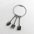 Miniature Farming & Gardening Tool Keychain Set Includes Pitchfork Spade and Shovel