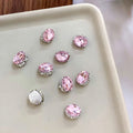 2025 New Super Flash K9 Diamond Nail Rhinestones 3D Square Sugar Fat Square Crooked Heart Peach Heart Diamond Nail Decoration
