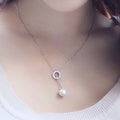 New 925 Sterling Silver Pearl Round Necklaces Pendant Fashion Sterling Silver Jewelry Statement for Women Bijoux