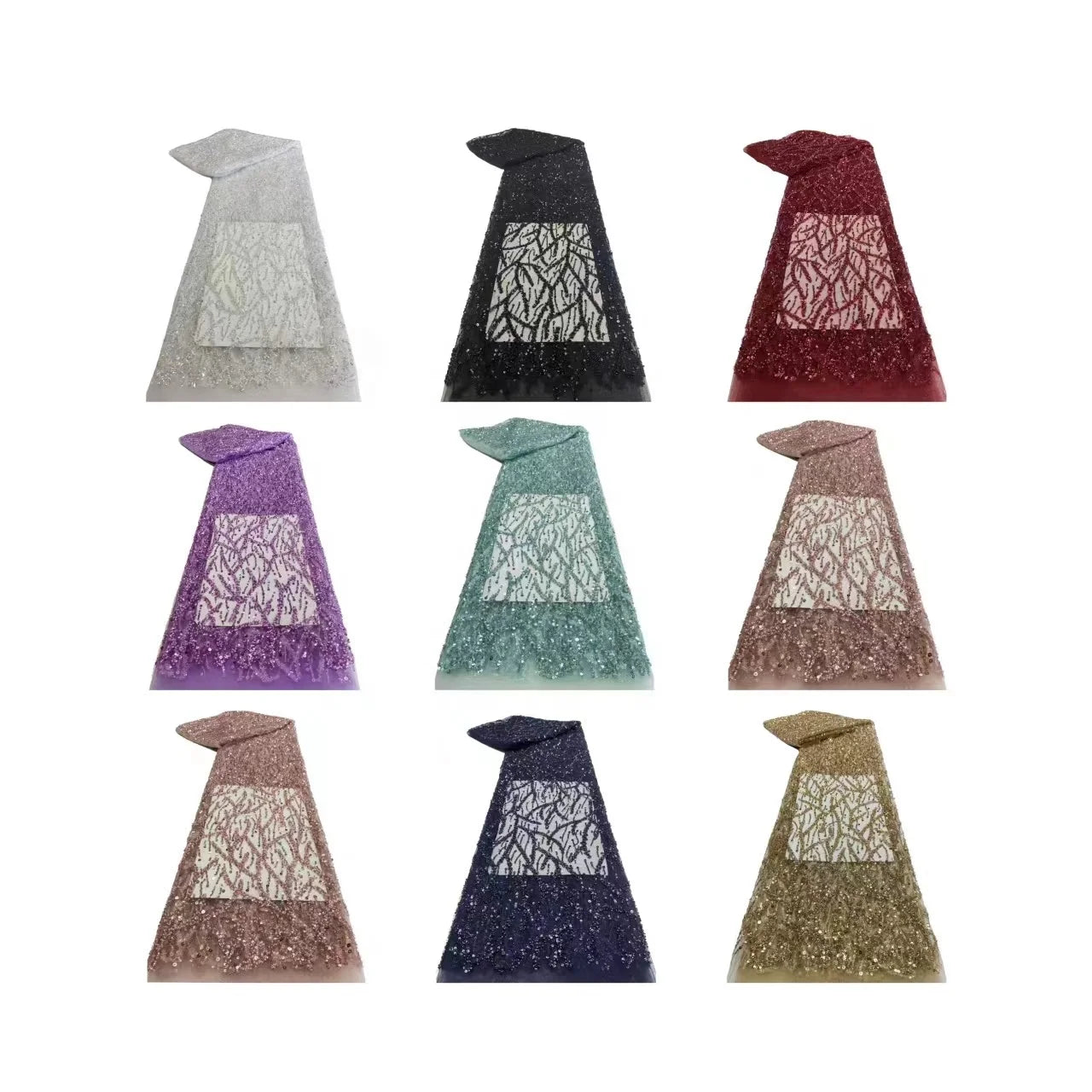 Wholesale Custom Design 100% Polyester Lace Pearl Bead Sequin 3D Embroidery Fabrics for Women Clothing