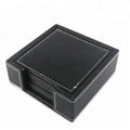Custom Durable Promotional Plain Black square Leather Coasters Cup Pu Leather coaster