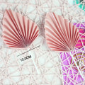 Baking Cake Decoration Folding Fan Net Graduation Birthday Cake Topper with Red Gold Pink Palm Leaf Foldable Topper