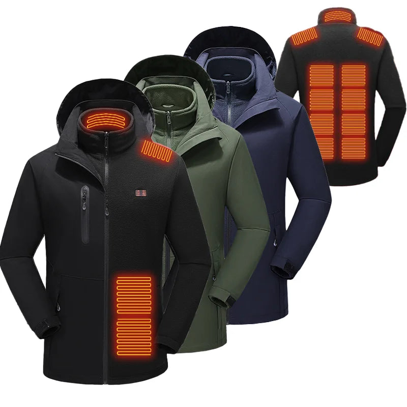 2 in 1 Winter Waterproof Electric Heating Jacket Fleece Soft Shell Custom Heated Jacket Men