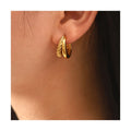 Dropshipping Punk Design Double Layer Twisted Hoop Earrings 18K Gold Plated Stainless Steel Hoop Earring Tarnish Free Jewelry