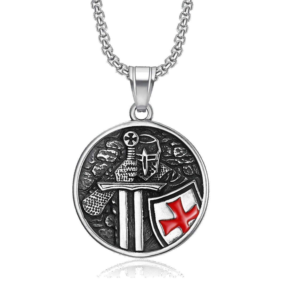 Fast Shipping Vintage Stainless Steel Knights Templar Red Cross Pendants Necklace MegaBDM