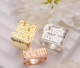 Custom Name 18k Gold Plated Ring Women Multiple letters Finger Ring Jewelry
