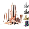 CAMOL FACTORY Premium Custom 11 Pieces Stainless Steel Bartender Kit Weighted Boston Cocktail Shaker Making Set Rose Gold