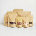 22x31cm Premium Quality Big Size Brown Kraft Paper Bag Heat Seal Food Grade Stand up Kraft Pouches with Window