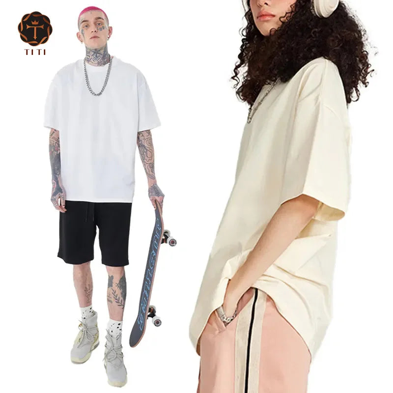 Customized Your Brand logo Design Oversized T Shirt Made From Soft and Breathable 100% Cotton T-shirt With Screen Printing