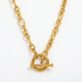 Fenny 18K Gold Plated Retro Fashion Chunky Link Chain Toggle Necklace No Fade Stainless Steel Jewelry Wholesale