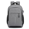 Gray Canvas Casual Waterproof Backpack Women School Bag for Girls Usb