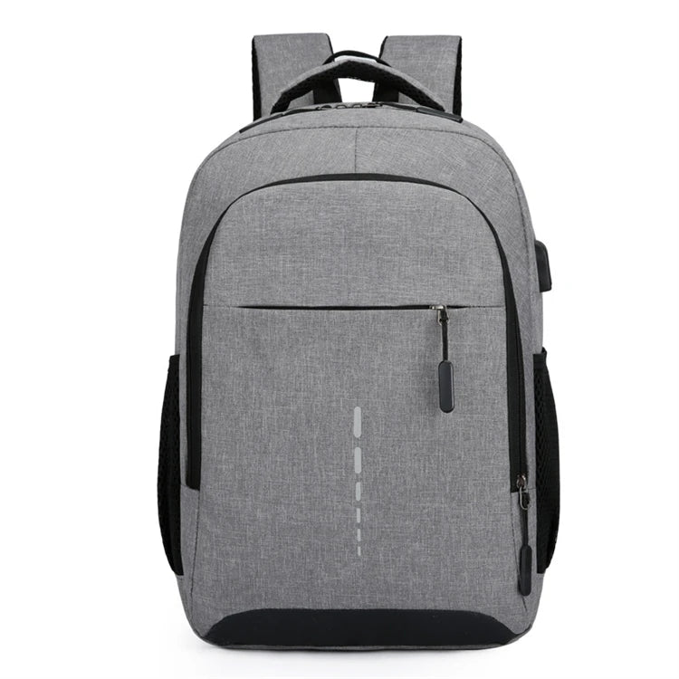 Gray Canvas Casual Waterproof Backpack Women School Bag for Girls Usb
