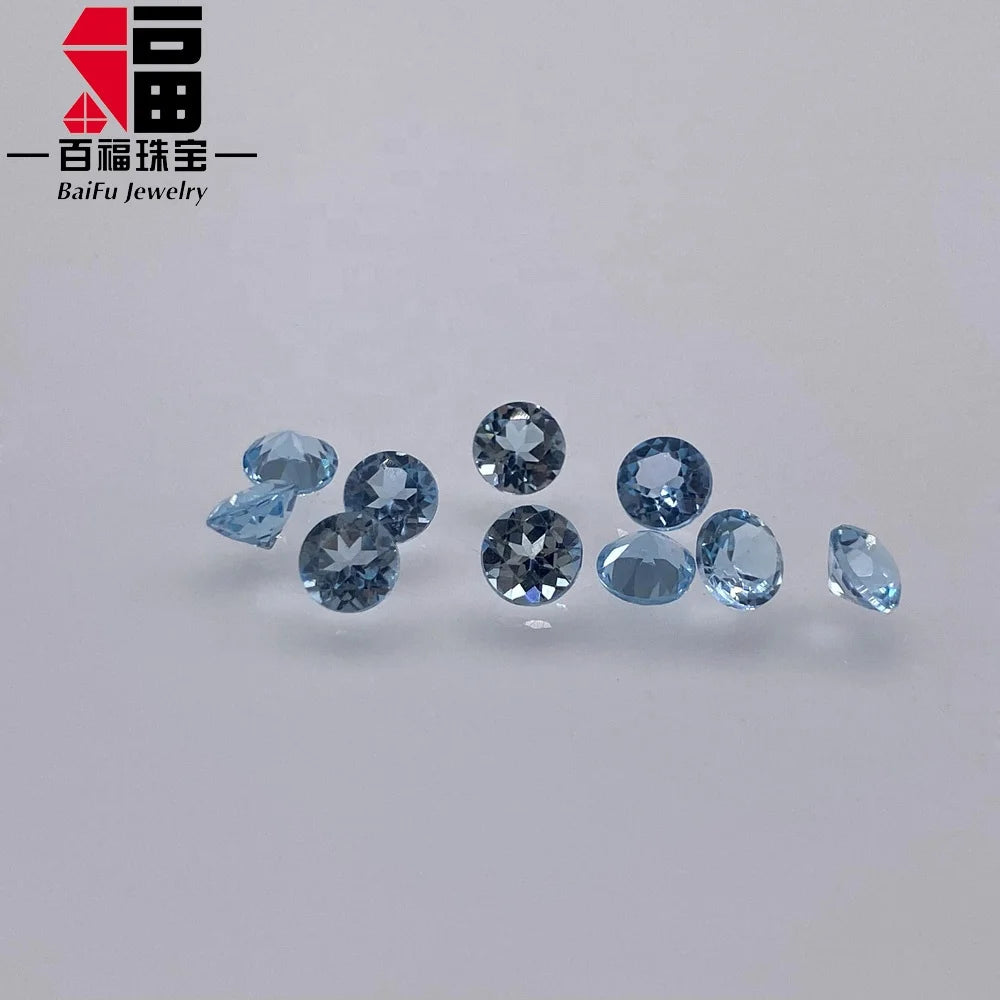 Loose Wholesale Customized Topaz Stone Fine Quality swiss Blue Round Cut Natural Gemstone