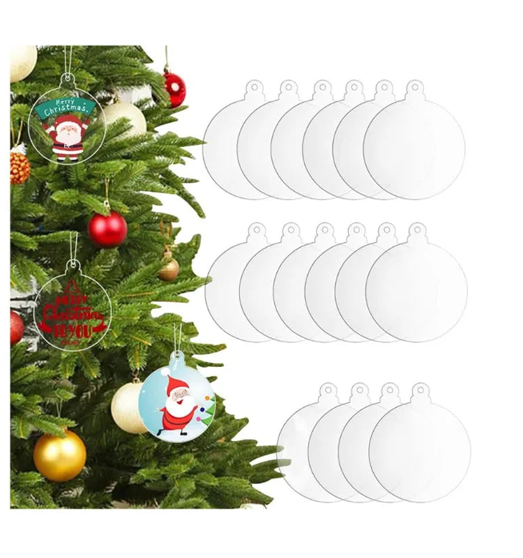 3inch 4inch Round Blank Clear Acrylic Ornament Acrylic Disc Ornament Vinyl Christmas Hanging Circle Ornament for DIY