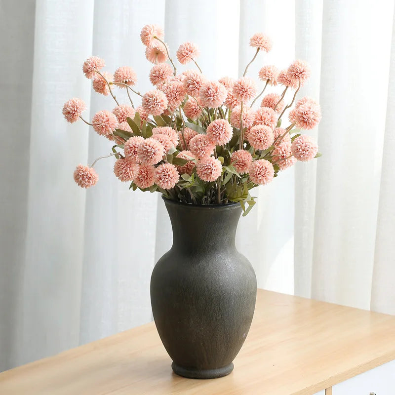F-JH0202 5 Heads Artificial Silk Dandelion Flower Artificial Chrysanthemum Artificial Dandelion Puff Flower
