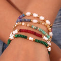 New Arrivals Bohemian Jewelry Waterproof Stainless Steel Freshwater Pearl Natural Stone Handmade Beaded Bracelet for Women