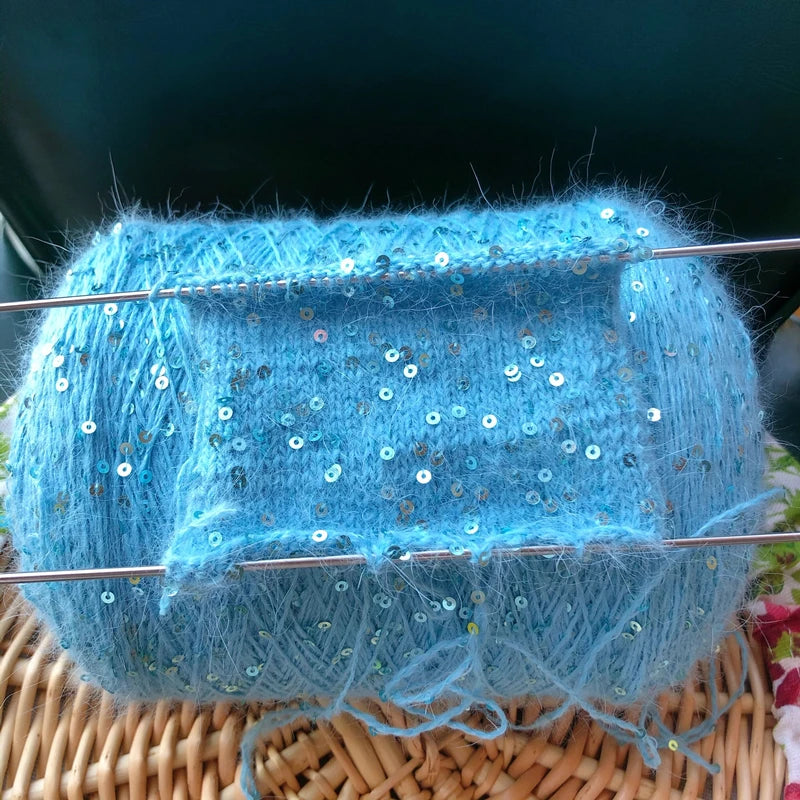 Soft Fluffy 3mm Long Mink Yarn Sequins 60% Angora Rabbit Hair High Tenacity Cashmere Yarn for Embroidery Knitting Weaving