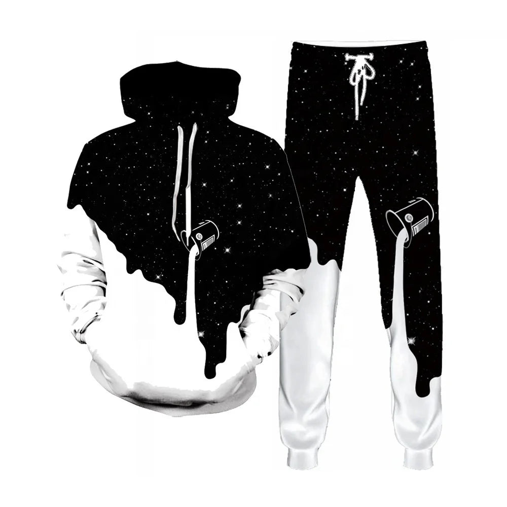 Custom Mens Tracksuit Oversized Hoodie Set Print Logo Blank Plus Size Cotton Jogging Sweatsuit for Men
