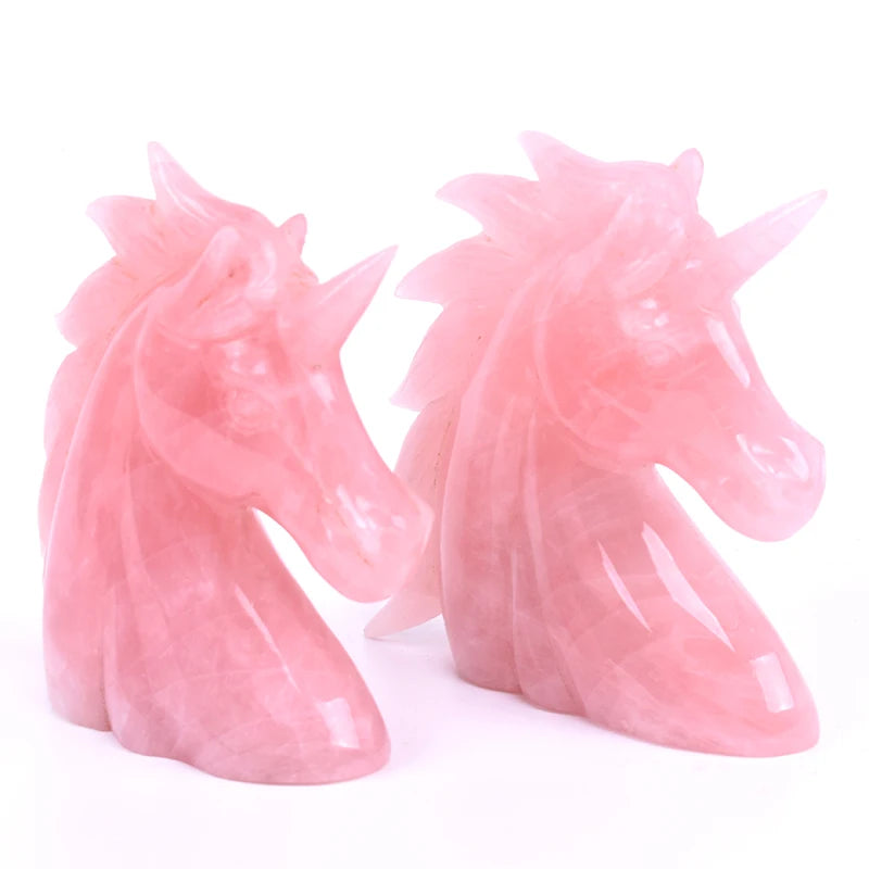 Wholesale Hand Carved Unicorn Feng Shui Engraving Natural Pink Rose Quartz Crystal Home Decoration Mascot Style