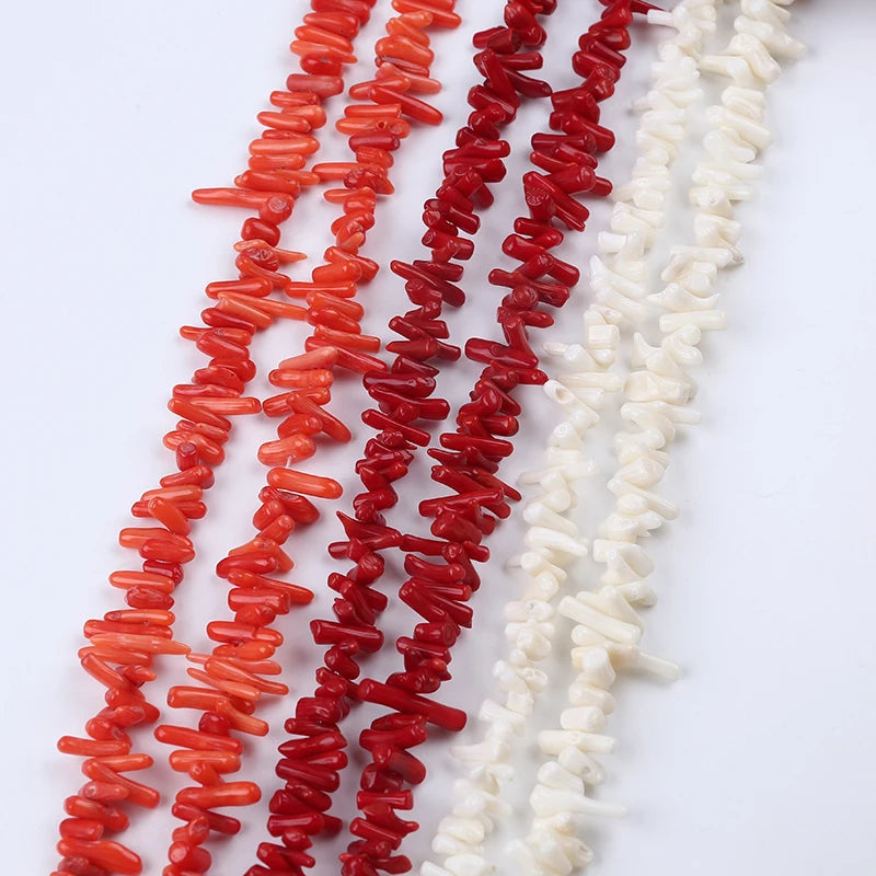 12-17mm White Pink Red Coral Irregular Branch Beads Shell Bone & Coral Gemstone Loose Beads for Jewelry Making