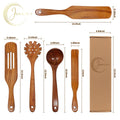 Set of 5 Eco-Friendly Non-Stick Natural Teak Wood Spatulas with Hand Grip Slotted Design for Kitchen Cooking Utensils