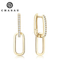 Piercing Wedding Jewelry Gift Pave Moissanite 925 Sterling Silver Huggie Paperclip Drop Link Earrings Detachable Hoops for Women