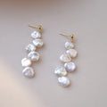 Dangle Cluster Baroque Pearl Earring Flower Geometric Long Tassel Earrings for Women Elegant Vintage 925 Sterling Silver Jewelry