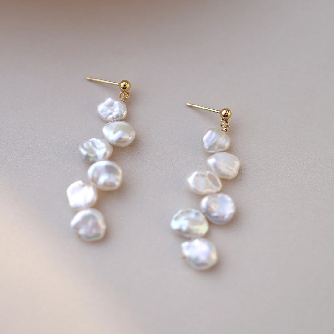 Dangle Cluster Baroque Pearl Earring Flower Geometric Long Tassel Earrings for Women Elegant Vintage 925 Sterling Silver Jewelry