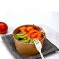 Wholesale Food Grade Disposable Kraft Paper Bowl Round Salad Noodle Container with Lid