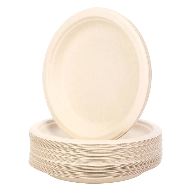 Compostable 100% Biodegradable Bagasse Plates  6 Inch  Sugarcane Disposable Plates Disposable Plates Paper
