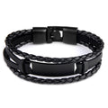 Multi Layer Men Braided Real Leather Alloy Buckle Clasp Bracelet With Custom Logo
