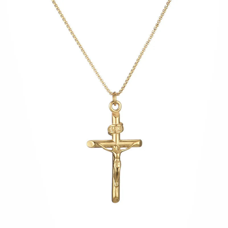 Hot Selling Simple Personality Titanium Steel Couple Necklace Cross Necklace Stainless Steel