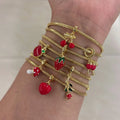 2025 Cute Strawberry Cherry Charm Bracelets Stainless Steel Pendant Copper Chain Bracelet Enamel Jewelry for Women Girls